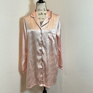 Juicy Couture Pink Script Logo Sleepshirt Nightgown Pajama Top L